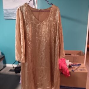 Shimmering Gold V-Neck Dress
